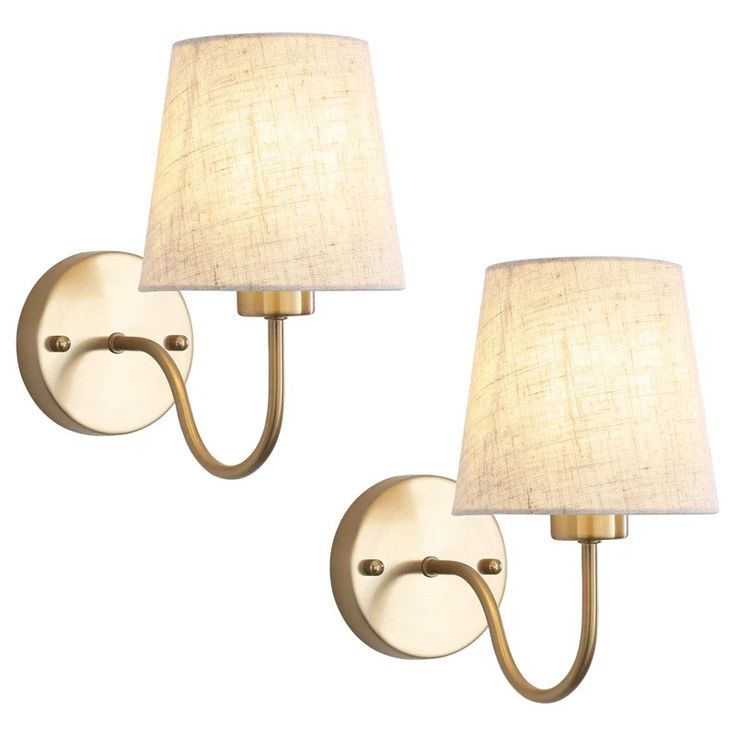 two wall lights with lamps on each side