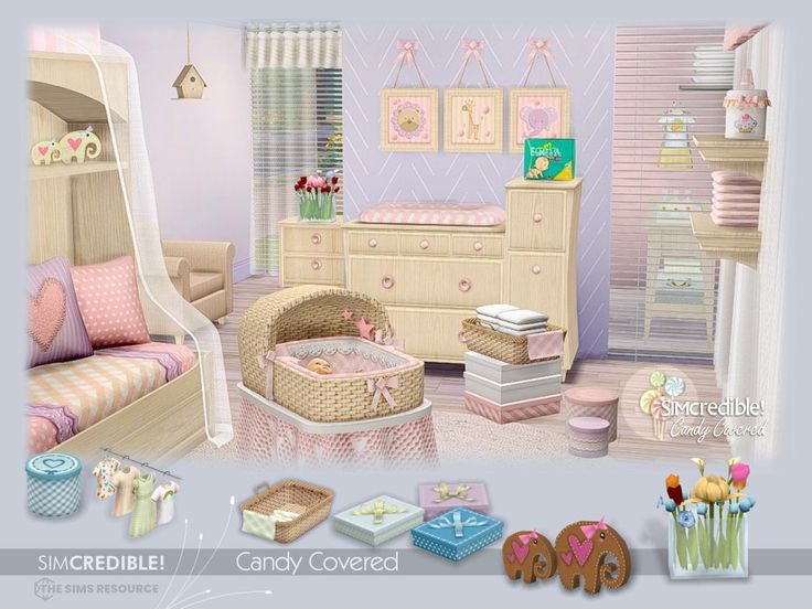 The Sims Resource - Candy Covered Decor [web transfer] Baby Room Set, Sims Rooms, Cream Lamps, Toddler Decor, Resource Furniture, Sims Baby, Muebles Sims 4 Cc, Baby Furniture Sets, The Sims 4 Packs