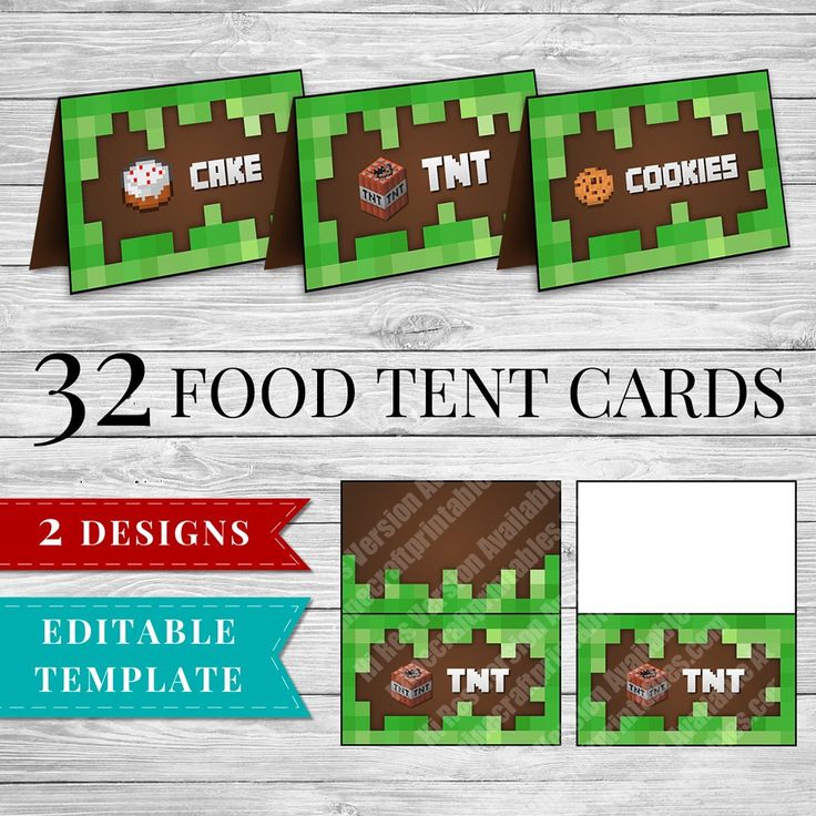 the printable minecraft food tent cards