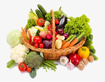 a basket filled with lots of different types of vegetables