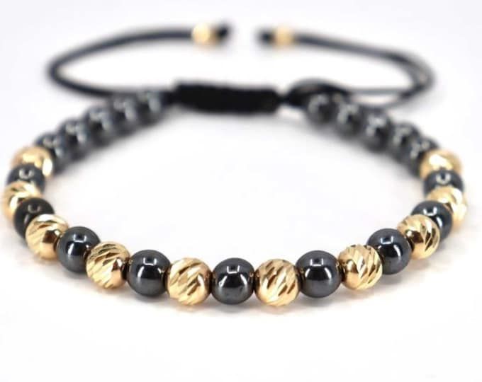 Men's Gold Bracelet, 14k Solid Gold Bracelet for Men, 14k Gold Man Bracelet & Blue Rope, Sealover Men Bracelet Multi-color Bracelet - Etsy Pakistan Black Adjustable Elegant Gold Bracelet, Elegant Adjustable Black Gold Bracelet, Elegant Black Adjustable Gold Bracelet, Formal Adjustable Bracelets With 8mm Beads, Black Round Gold Bracelet As Gift, Black Gold Round Bracelet As Gift, Adjustable 8mm Bead Bracelets For Formal Occasions, Luxury Adjustable Bracelets, Luxury Adjustable Round Bracelets