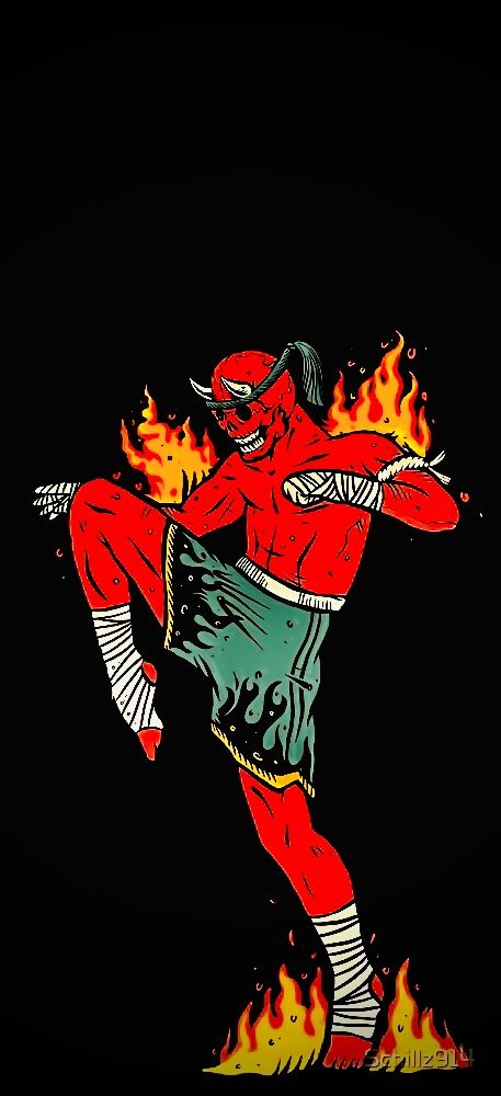 a drawing of a man on fire with his arms out and hands in the air