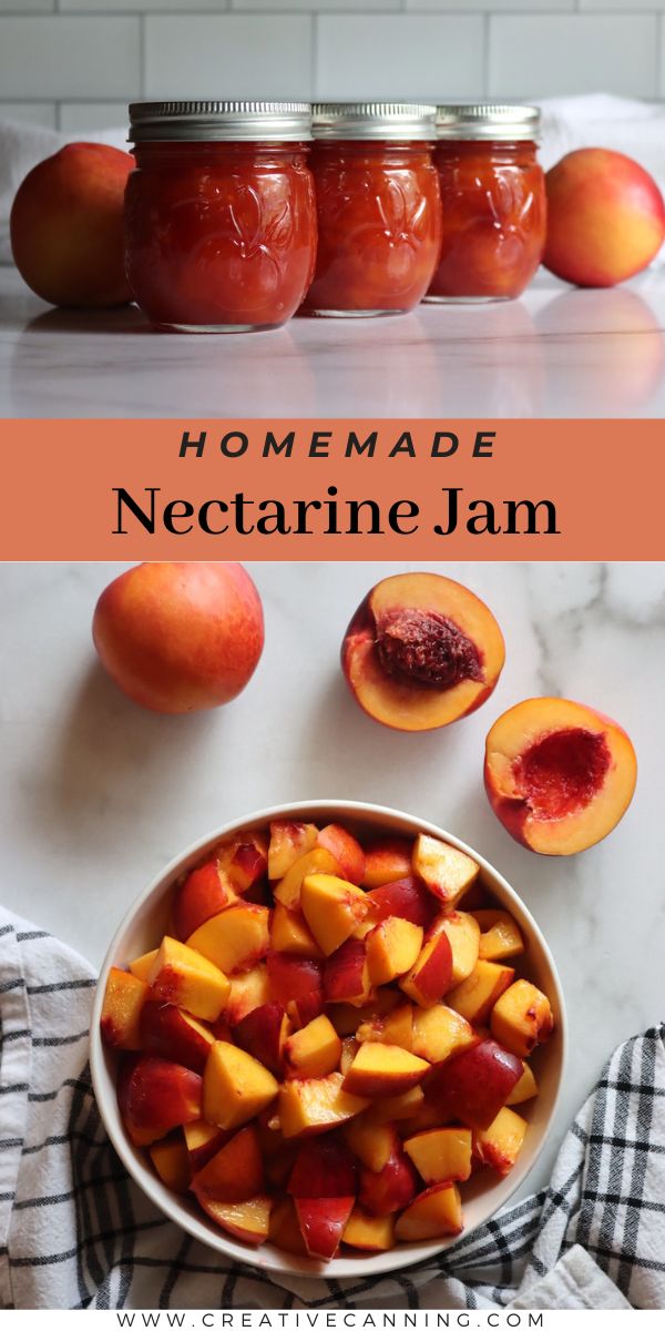 homemade nectarine jam with peaches in jars