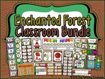 an enchanted forest classroom bundle with pictures and words