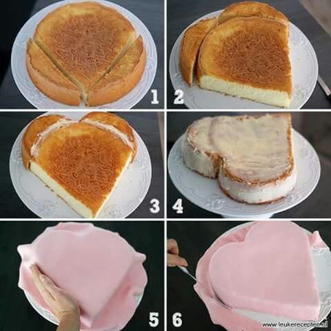 steps to make a heart shaped cake with frosting on the top and bottom layer