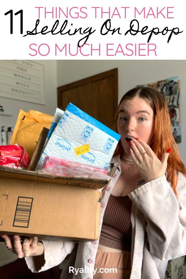 a woman holding a cardboard box with the words 11 things that make selling on e - shop so much easier