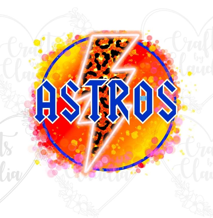 the astros logo with an orange and blue circle in the middle, surrounded by watercolor