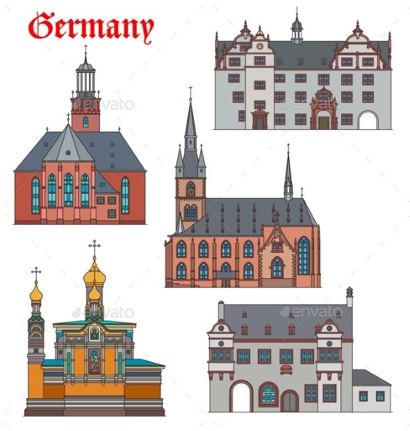 different buildings in germany - buildings objects