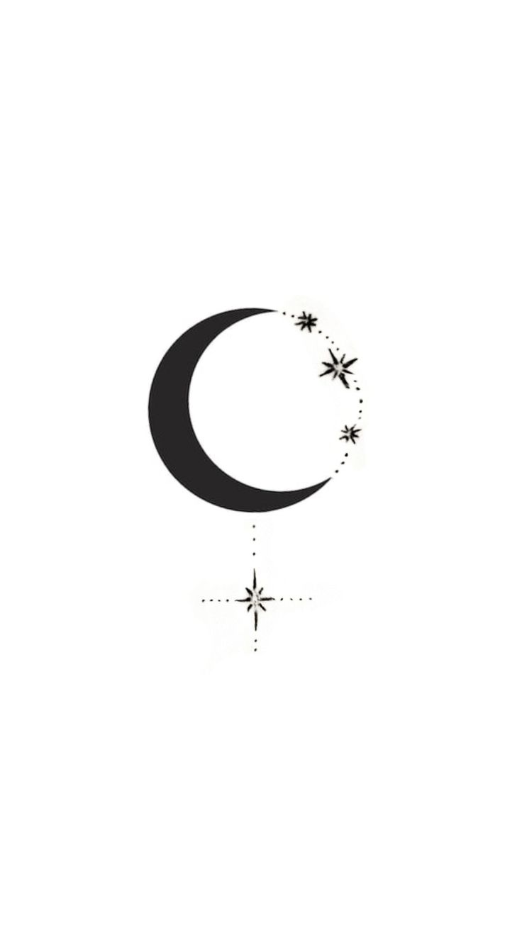 the crescent and stars are drawn in black ink