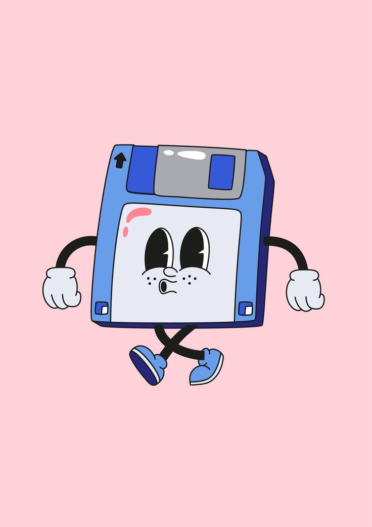 a blue and white cartoon character holding his hands up