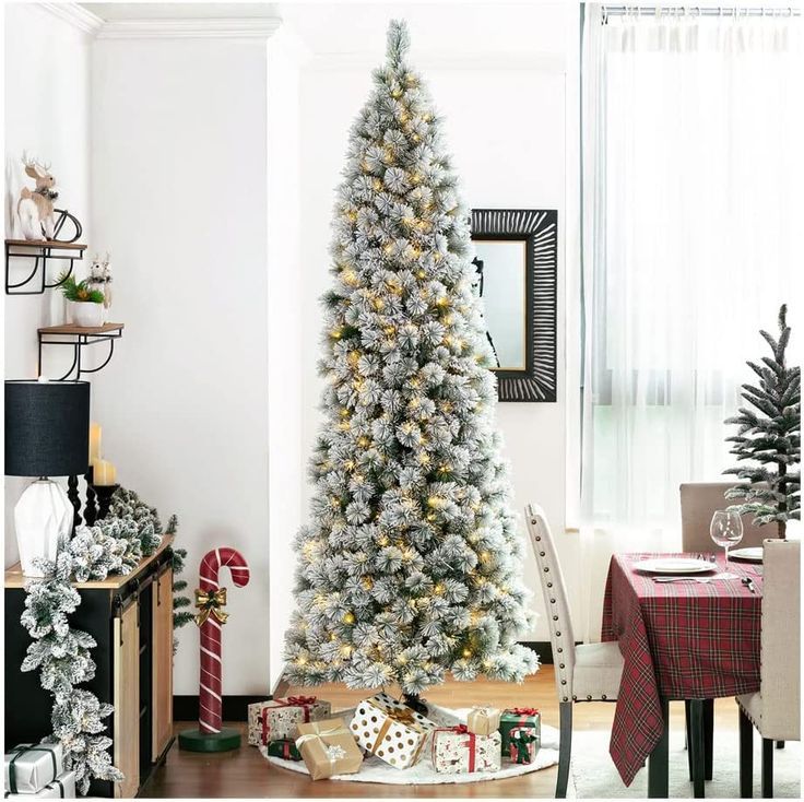 a decorated christmas tree in a living room