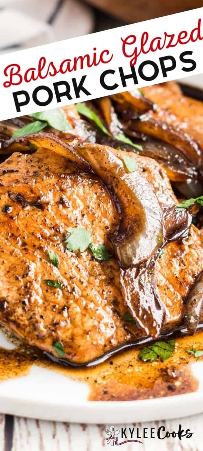 baked pork chops with balsamic glazed on top