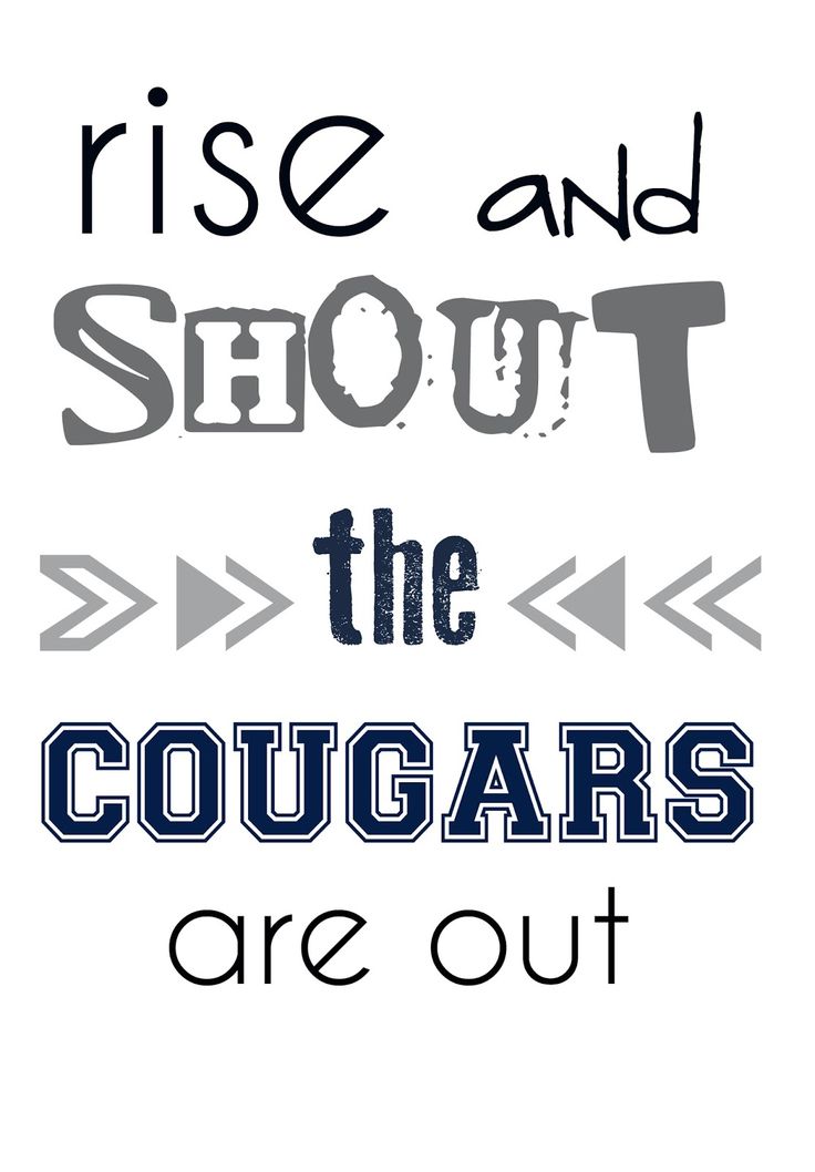 the words rise and shoot, the cougars are out on white paper with black lettering