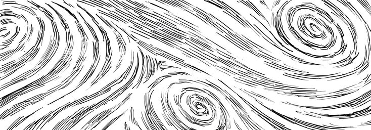 an abstract black and white drawing of wood grains in the shape of waves or swirls