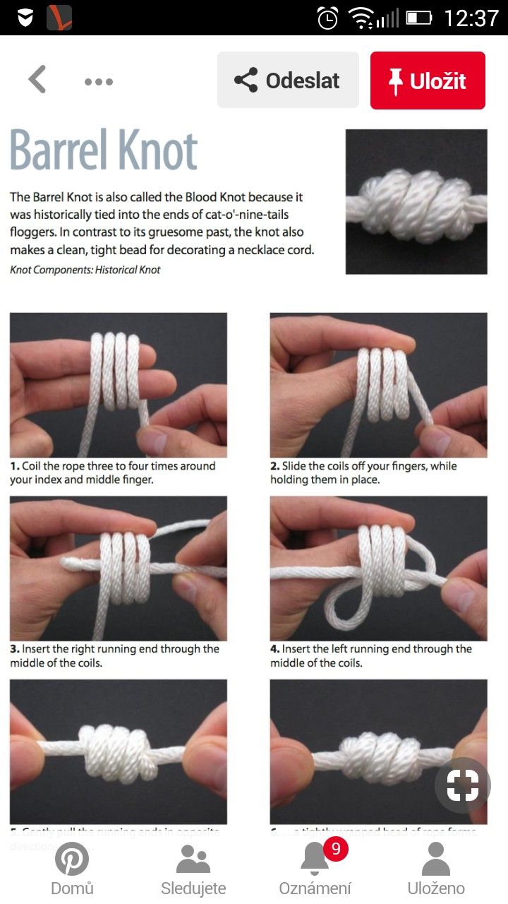 instructions for how to tie a rope knot in one point, with pictures showing the steps