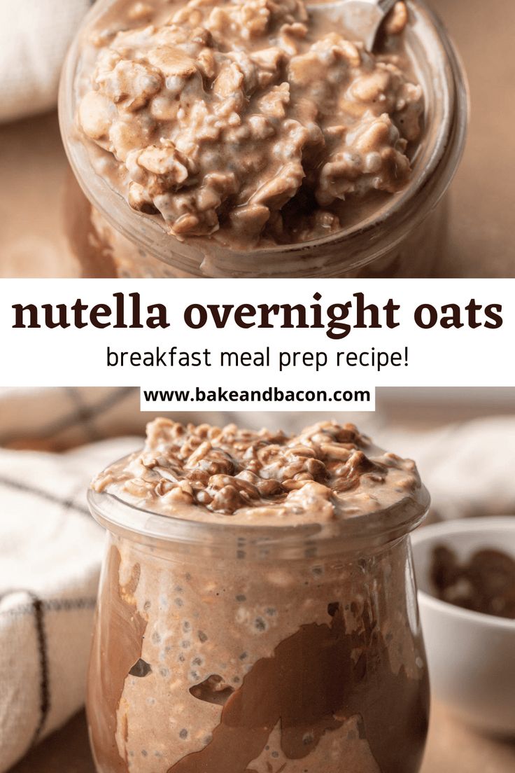 nutella overnight oats in a glass jar