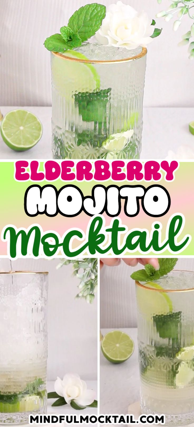 the recipe for elderberry mojito cocktail is shown