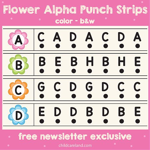 the flower alphabet punch strips are available for children to use on their own wallpapers