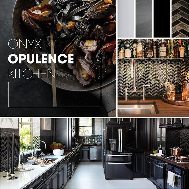 black and white kitchen with chevron wallpaper, stainless steel stove top oven, dishwasher