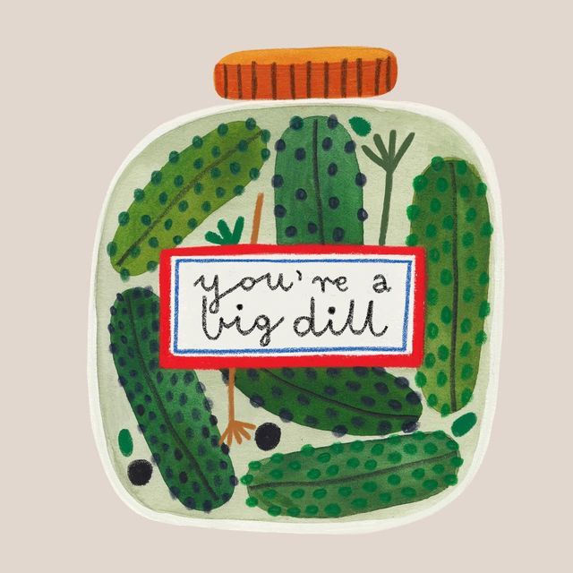 a glass jar filled with lots of green plants and the words you're a big dill on it