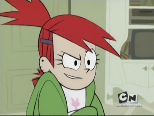 a cartoon character with red hair and green shirt