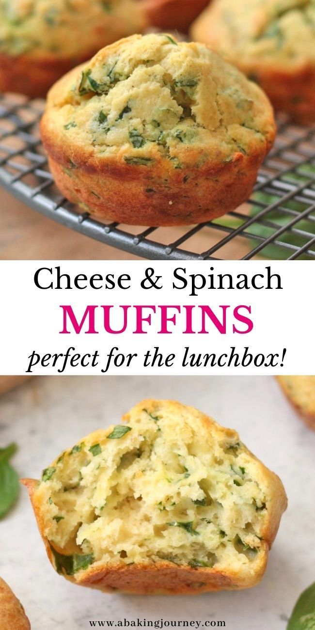 some muffins with spinach and cheese on top