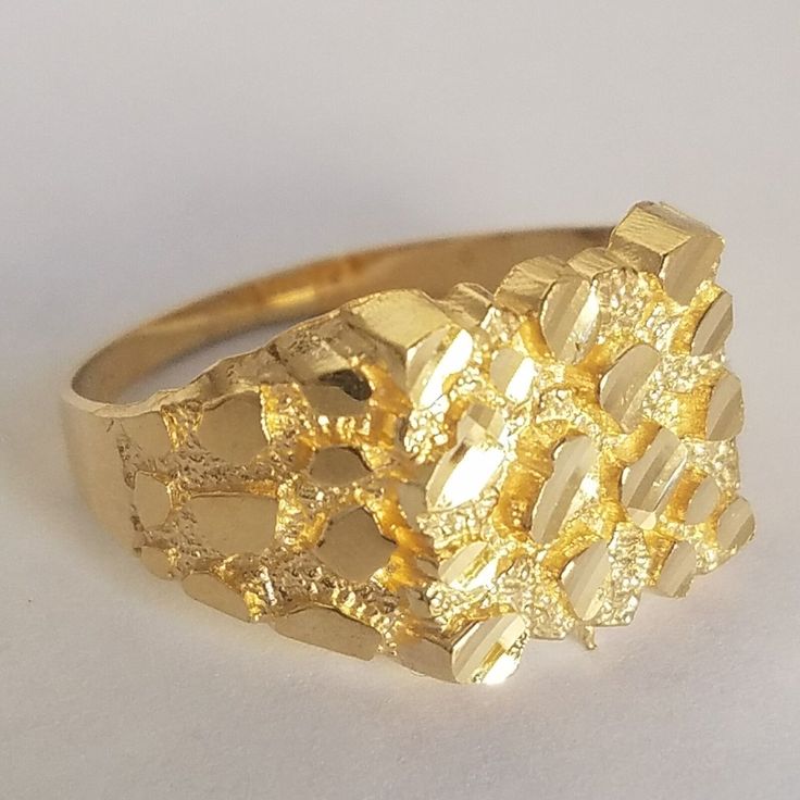 Custom Gold Jewelry, Gold Nugget Ring, 10k Gold Ring, Mens Gold Rings, Golden Jewelry, Golden Ring, Jewelry Accessories Ideas, Gold Nugget, Classy Jewelry