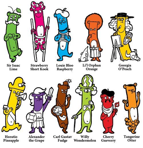 an image of cartoon characters in different colors