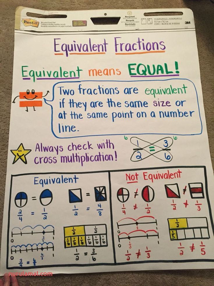 a white board with writing on it that says equal fractions and two fractions are equal