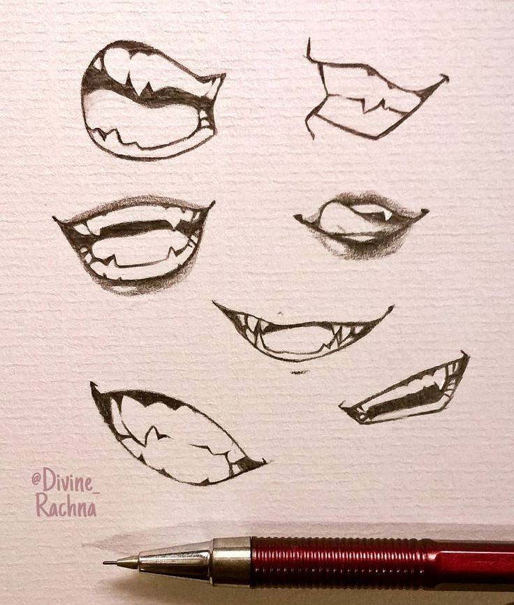 a pencil drawing of different mouth shapes