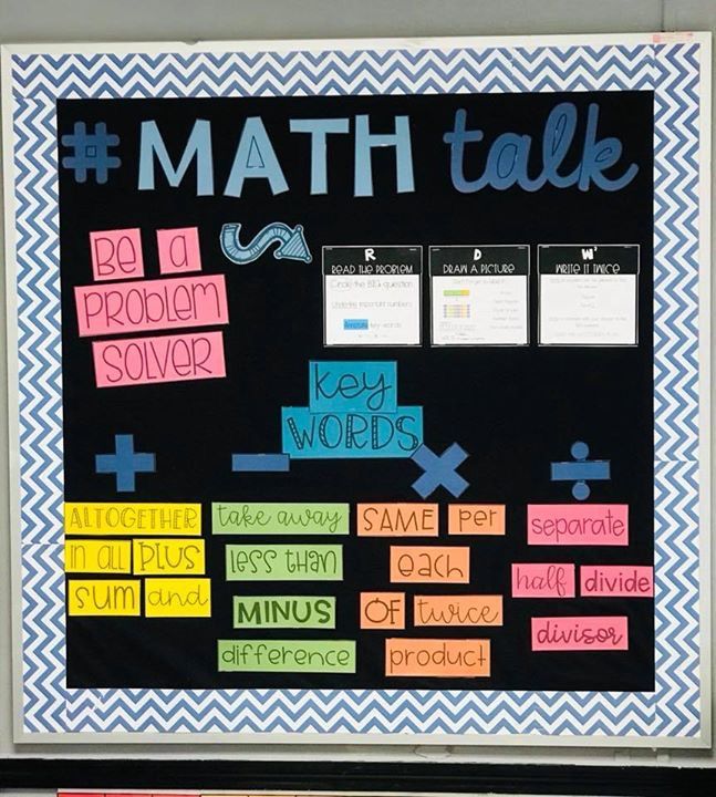 a bulletin board with words and pictures on it that say, math talk pa problem solver