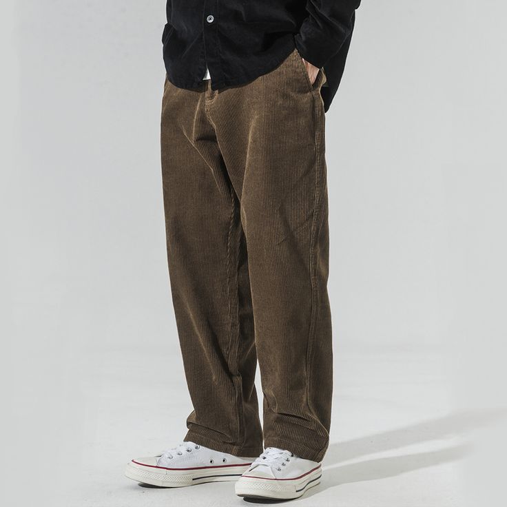 Feel daring and daringly fashionable in these classic Retro Loose Straight Corduroy Sweatpants! Flaunt your style and stand out with the perfect combination of risk-taking and timelessness. Dare to dream big and live life on the edge. Features: -100% Cotton -Mid-rise Waist -Drawstring Waistband -Regular Fit -Street Style Corduroy Pants With Pockets In Solid Color, Casual Solid Corduroy Pants, Casual Solid Color Corduroy Pants, Winter Corduroy Full Length Bottoms, Winter Full-length Corduroy Bottoms, Casual Corduroy Winter Bottoms, Casual Corduroy Bottoms For Winter, Casual Full Length Corduroy Bottoms, Corduroy Straight Pants With Pockets