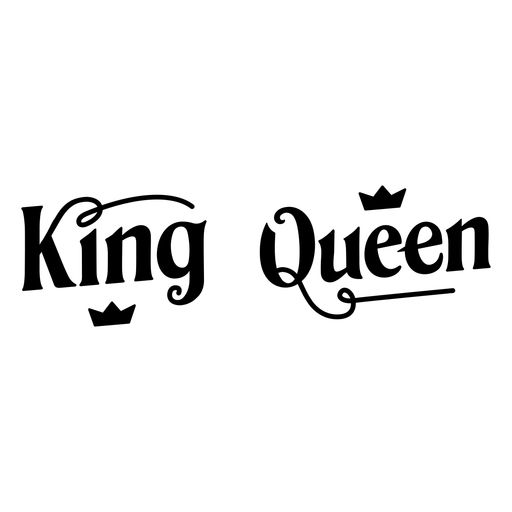 two black and white logos with the words king and queen