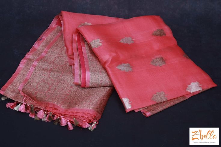 Pure Kora Banarsi saree with stitched blouse Traditional Peach Pre-draped Saree For Festive Occasions, Peach Saree For Puja With Traditional Drape, Peach Saree With Traditional Drape For Puja, Peach Saree With Zari Weaving For Wedding, Festive Peach Banarasi Silk Saree, Peach Saree For Puja And Festivals, Peach Wedding Saree With Zari Weaving, Festive Peach Raw Silk Dupatta, Elegant Orange Traditional Wear With Unstitched Blouse