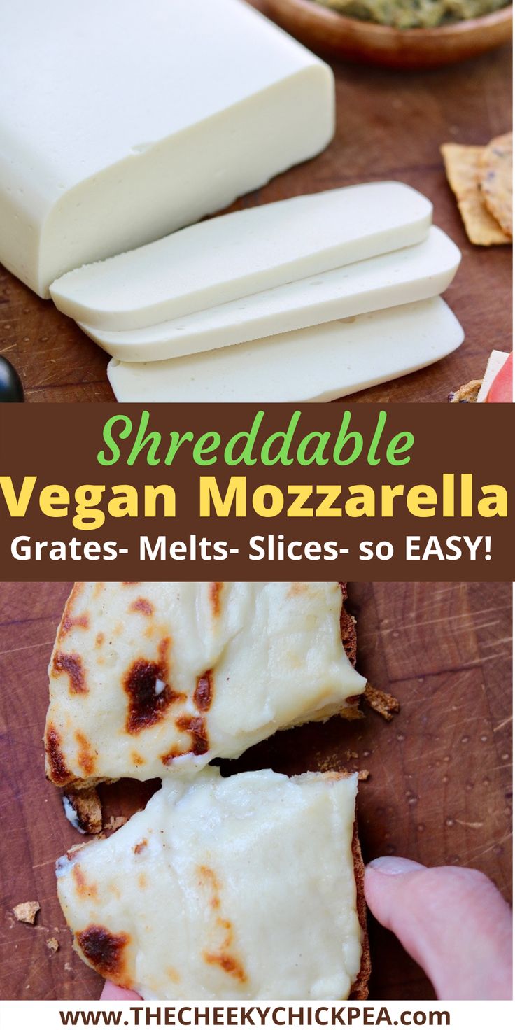 vegan mozzarella cheese sliced on cutting board Cashew Mozzarella Vegan Cheese, Vegan Cheese Slices, Vegan Cheese With Cashews, Vegan Mozzarella Recipes, Homemade Vegan Mozzarella Cheese, Vegan Mozzarella Cheese Recipe, Vegan Mozzarella Cheese For Pizza, Vegan Melting Cheese, Vegan Mozzarella Recipe