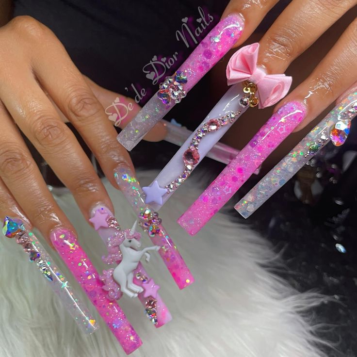 XXXL Nails Nails Pink Acrylic, Acrylic Nails Pink, Acrylic Nails Long, Nails Long Square, Freestyle Nails, Long Acrylic Nail Designs, Diy Acrylic Nails, Glamour Nails, Glow Nails