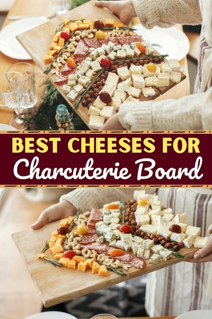 the best cheeses for charcuterie board are on display in this collage