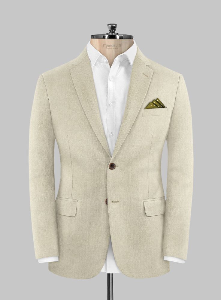 Experience pinnacle style in your wardrobe with our debonair Napolean Stretch Beige Wool Jacket that will make a major statement in your updated collection. Crafted from a wool-lycra fabric blend, our jacket guarantees prime sophistication in your look that will significantly influence your style with its sleek texture. Plus, the beige hue will give your enviable allure a real challenge to be in the limelight. So if you want to make a dazzling entrance for the day, then our suave addition to your outfit is a must.    Look Includes  Napolean Stretch Beige Wool Fabric  Two Button Jacket Style  Notch Lapel  Horn Brown Buttons  Single Vent  Three Cuff Buttons   You can change the look during customization if required.   Lining: Viscose; Dry Clean. Beige Tweed Jacket With Lapel Collar For Semi-formal Occasions, Semi-formal Slim Fit Long Sleeve Sport Coat, Slim Fit Long Sleeve Sport Coat For Semi-formal Occasions, Semi-formal Long Sleeve Slim Fit Sport Coat, Beige Long Sleeve Tweed Jacket For Semi-formal Occasions, Slim Fit Lapel Collar Outerwear With Single Button, Slim Fit Single Button Outerwear With Lapel Collar, Slim Fit Long Sleeve Semi-formal Outerwear, Slim Fit Outerwear With Lapel Collar And Single Button