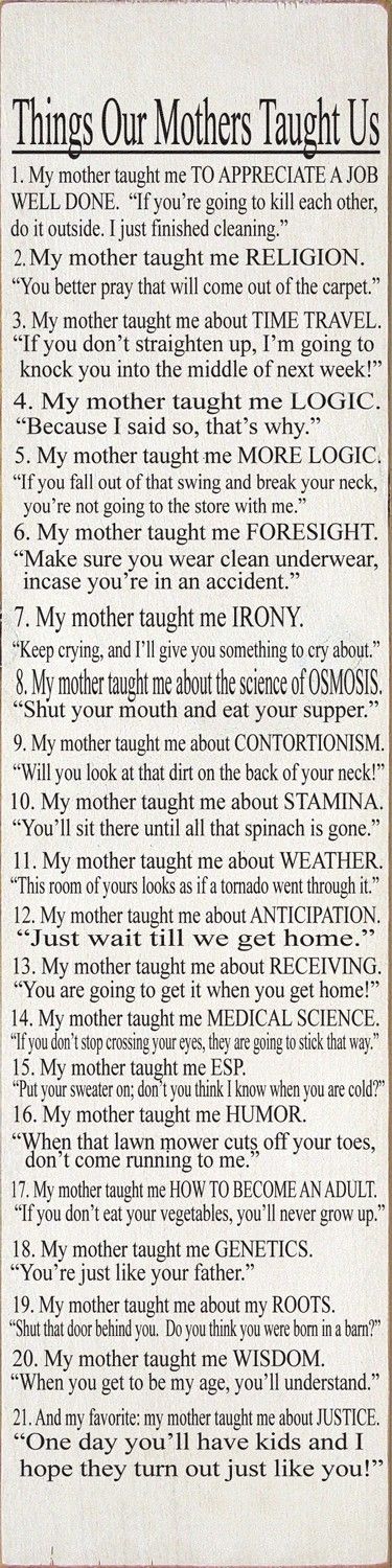 an old newspaper page with the words things our mothers taught us