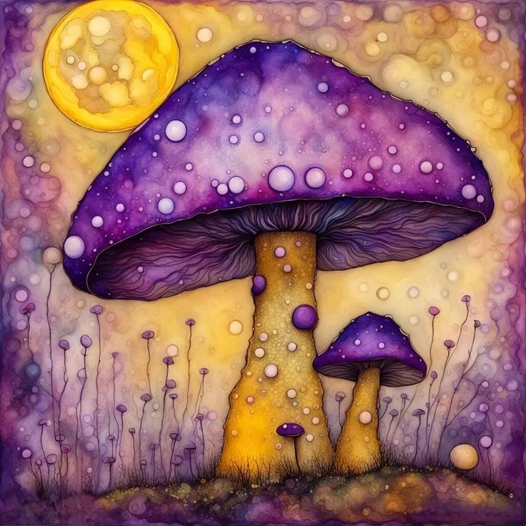 Purple Mushroom Dreams (C) Célia Ascenso 2024 Created with @nightcafestudio #generativeart #generativeai #mushroom #shroom #mushroomdreams #dreams #fullmoon #shroomies #aiart #aicommunity #aiartcommunity Purple Mushroom, Drawing Styles, Purple Vibe, Art Yellow, Mushroom Design, Mushroom Art, Generative Art, Yellow Purple, Fashion Drawing