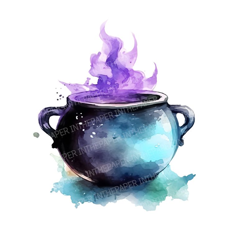 Tattoo Spells, Cauldron Illustration, Broom Tattoo, Cauldron Clipart, Dispatcher Quotes, Witch Watercolor, Potion Witch, Magic Cauldron, Fantasy Png