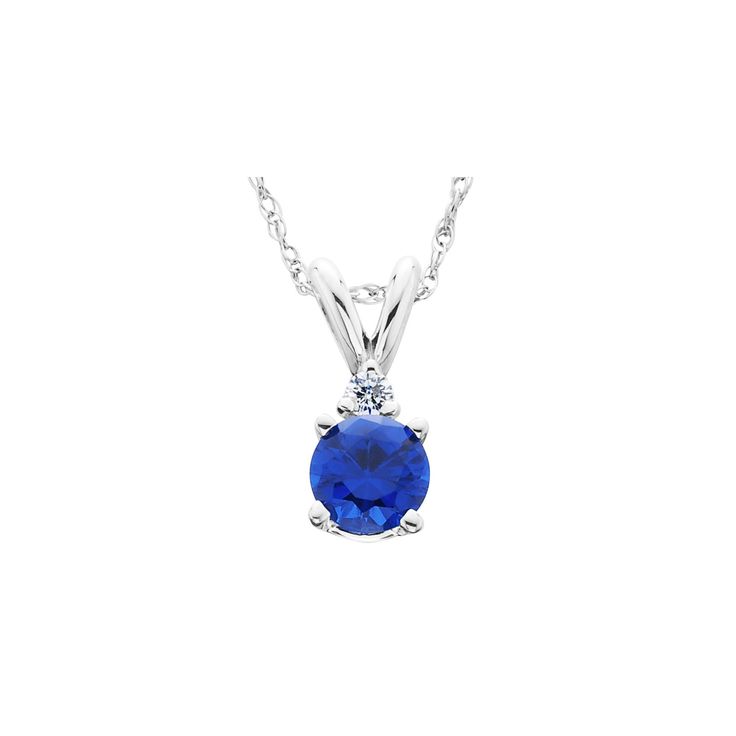 Pompeii3 1/2Ct Synthetic Blue Sapphire & Natural Diamond Solitaire Pendant 14K White Gold, Women's Blue Diamond Round Birthstone Necklace, Blue Round Diamond Birthstone Necklace, Blue Diamond Birthstone Necklace, Formal Round Birthstone Necklace With Prong Setting, Blue Diamond Birthstone Necklace For Anniversary, Blue Round Birthstone Necklace For Formal Occasions, Blue Round Birthstone Necklace For Formal, Blue Round Birthstone Necklace For Anniversary, Blue Round Birthstone Necklace