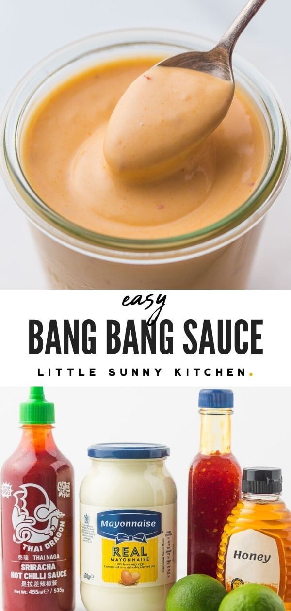 the ingredients to make bang bang sauce are shown