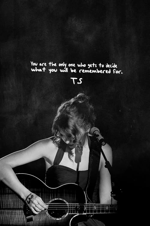 a woman playing an acoustic guitar with a quote above her that reads, you are the only one who act to stay what you will be recommended for