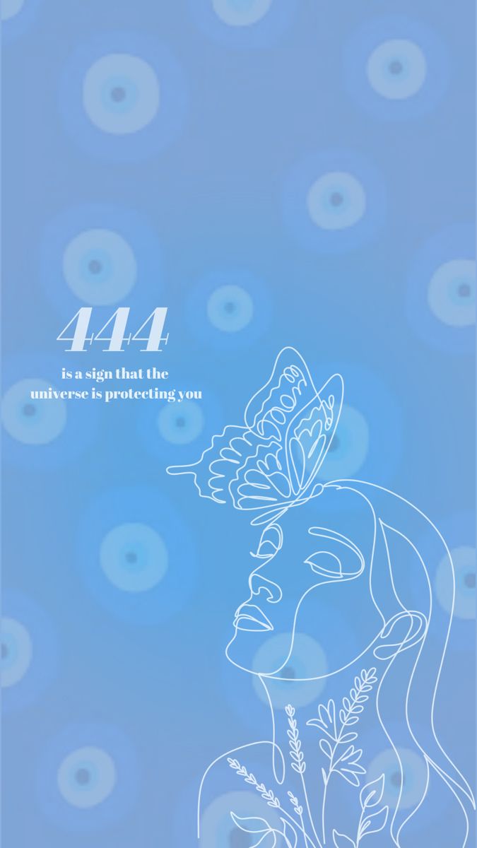 a blue background with an image of a woman's face and butterfly on it