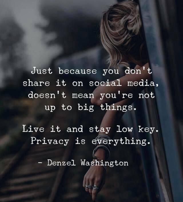 a woman leaning on the side of a train with her hand in her pocket and text that reads, just because you don't share it on social media, doesn't mean you're not up to big things