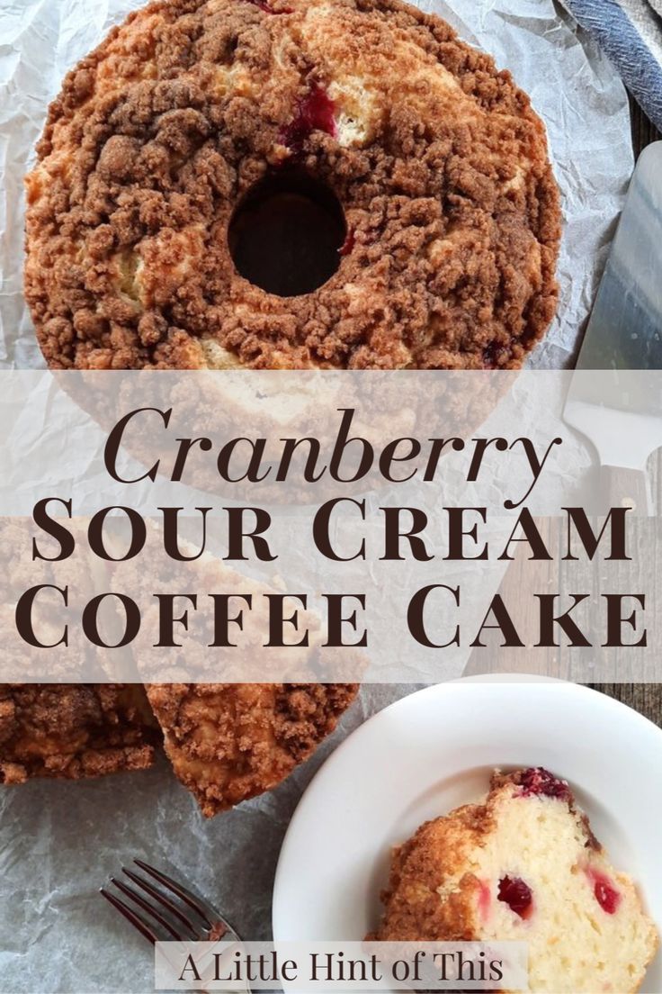 a cranberry sour cream coffee cake on a table