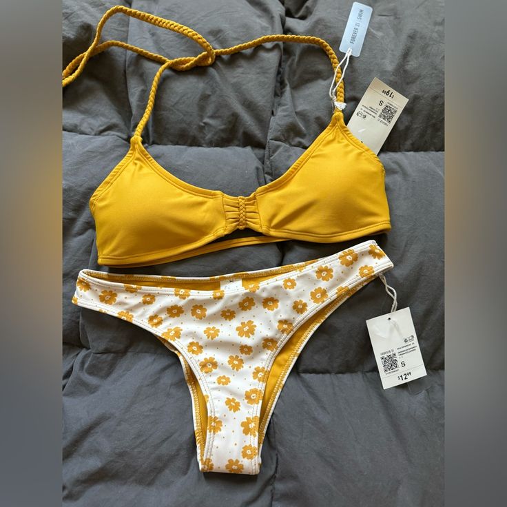 Brand New Yellow Swimsuit/Bathing Suit, Never Wore , Bought Out Of State Last Month So No Store Near Me To Return And I Thought I Grabbed Medium And Got Size Small In Both Top And Bottom. Forever 21 Triangle Top Swimwear For Vacation, Forever 21 Triangle Top Swimwear For Summer, Mustard Swimwear For Summer Poolside, Mustard Swimwear For Poolside In Summer, Yellow Triangle Top Tankini For Beach Season, Forever 21 Triangle Top Swimwear For Swimming, Forever 21 Triangle Top Beachwear Swimwear, Forever 21 Triangle Top Swimwear For Spring, Forever 21 Triangle Top Swimwear