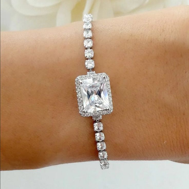 Brand New Women's Square Diamond Tennis Bracelet 14k White Gold Plated Sterling Silver Genuine 2ct Lab Created Princess Cut Diamonds Standard 7 Inch (Most Common Women's Size) Pendant Size .5" X .4" Retail Price $350 Buy With Confidence From A Trusted Seller With A 99%+ Feedback Rating! A0238 (Id-562) Pandora Rose Gold Bracelet, Silver Drop Necklace, Brighton Bracelets, Brass Cuff Bracelet, Adjustable Bangle Bracelet, Diamond Tennis Bracelet, Gold Bracelet Cuff, Square Diamond, Rose Gold Bracelet