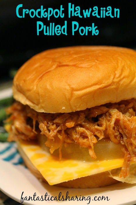 crockpot hawaiian pulled pork sandwich on a plate